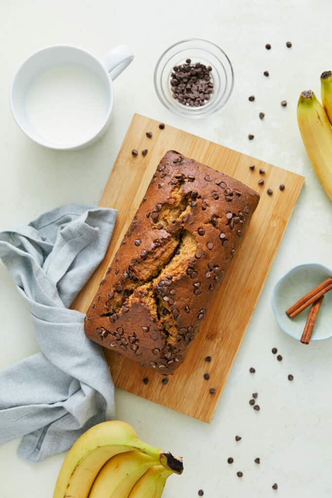 Banana Bread with Chocolate Chips featured top shot