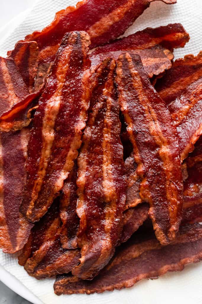 a bunch of Air Fryer Turkey Bacon