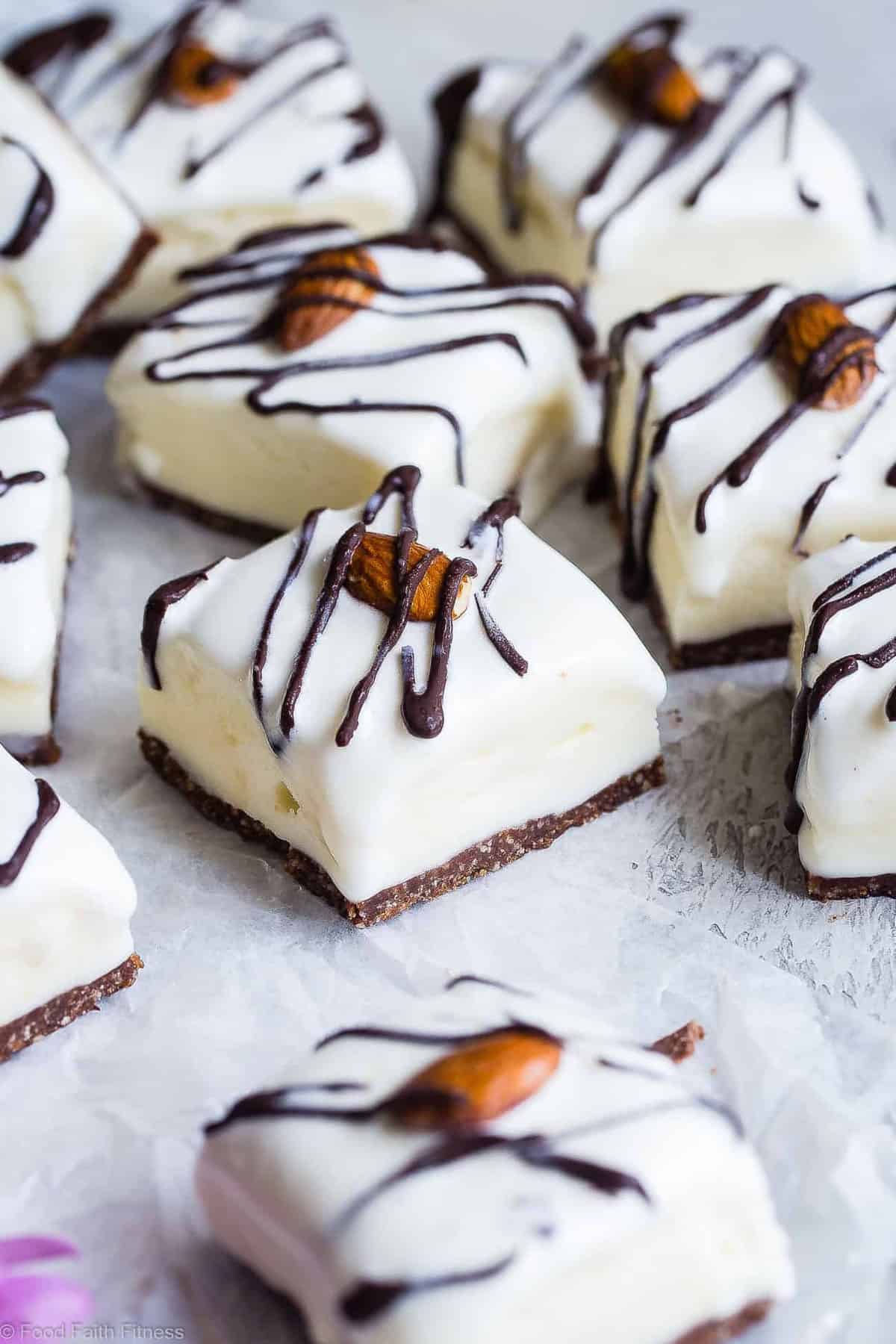 Healthy Almond Joy Ice Cream Bars - These easy, 5 ingredient Almond Joy Ice Cream Bars are a healthier, protein packed Summer dessert that is gluten free and only 116 calories! Kids and adults are going to LOVE these! | #Foodfaithfitness | #Glutenfree #Healthy #NoBake #Chocolate #Dessert Healthy Almond Joy Ice Cream Bars - These easy, 5 ingredient Almond Joy Ice Cream Bars are a healthier, protein packed Summer dessert that is gluten free and only 116 calories! Kids and adults are going to LOVE these! | #Foodfaithfitness | #Glutenfree #Healthy #NoBake #Chocolate #Dessert