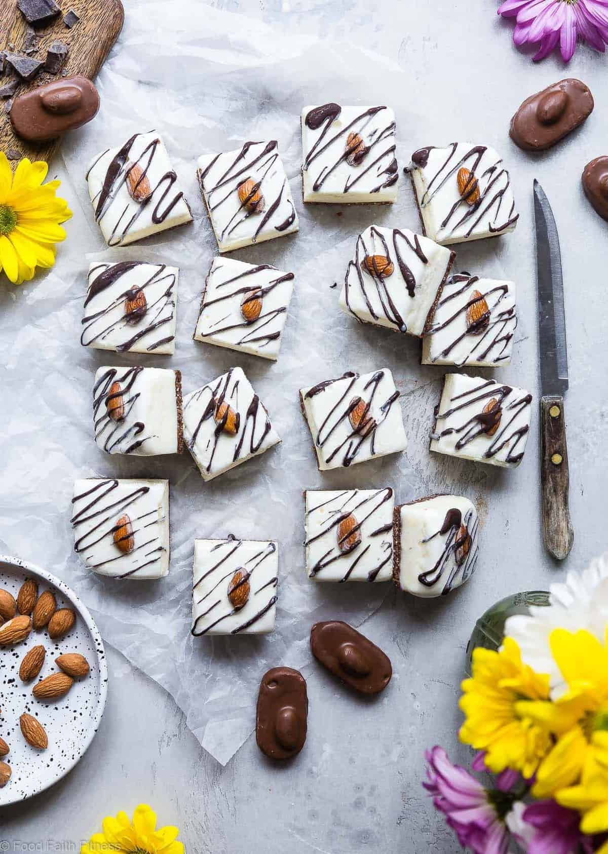 Healthy Almond Joy Ice Cream Bars - These easy, 5 ingredient Almond Joy Ice Cream Bars are a healthier, protein packed Summer dessert that is gluten free and only 116 calories! Kids and adults are going to LOVE these! | #Foodfaithfitness | #Glutenfree #Healthy #NoBake #Chocolate #Dessert Healthy Almond Joy Ice Cream Bars - These easy, 5 ingredient Almond Joy Ice Cream Bars are a healthier, protein packed Summer dessert that is gluten free and only 116 calories! Kids and adults are going to LOVE these! | #Foodfaithfitness | #Glutenfree #Healthy #NoBake #Chocolate #Dessert