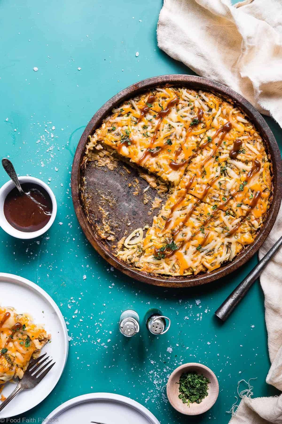 Keto BBQ Chicken Zoodle Casserole - This 6 ingredient casserole is an ULTRA delicious weeknight dinner that is under 300 calories, protein packed and will please even picky eaters! Gluten free & low carb too! | #Foodfaithfitness | #Keto #Lowcarb #Glutenfree #Sugarfree #Healthy