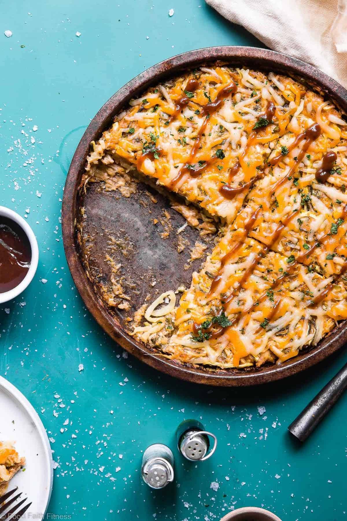 Keto BBQ Chicken Zucchini Noodle Casserole - This 6 ingredient casserole is an ULTRA delicious weeknight dinner that is under 300 calories, protein packed and will please even picky eaters! Gluten free & low carb too! | #Foodfaithfitness | #Keto #Lowcarb #Glutenfree #Sugarfree #Healthy