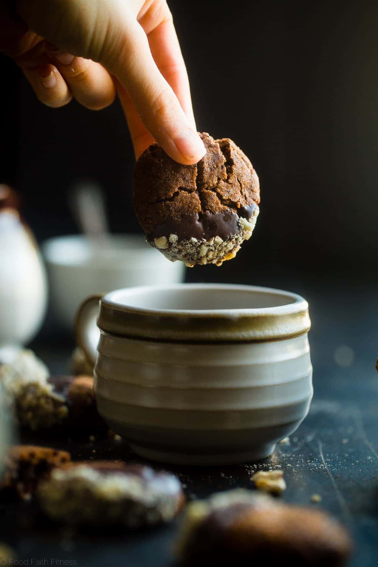 Paleo Chocolate Hazelnut Coffee Ginger Snaps - This easy, sweet and spicy paleo chocolate hazelnut healthy ginger snap recipe has notes of rich coffee! They're the perfect healthy, gluten free cookie for the Holidays! | Foodfaithfitness.com | @FoodFaithFit