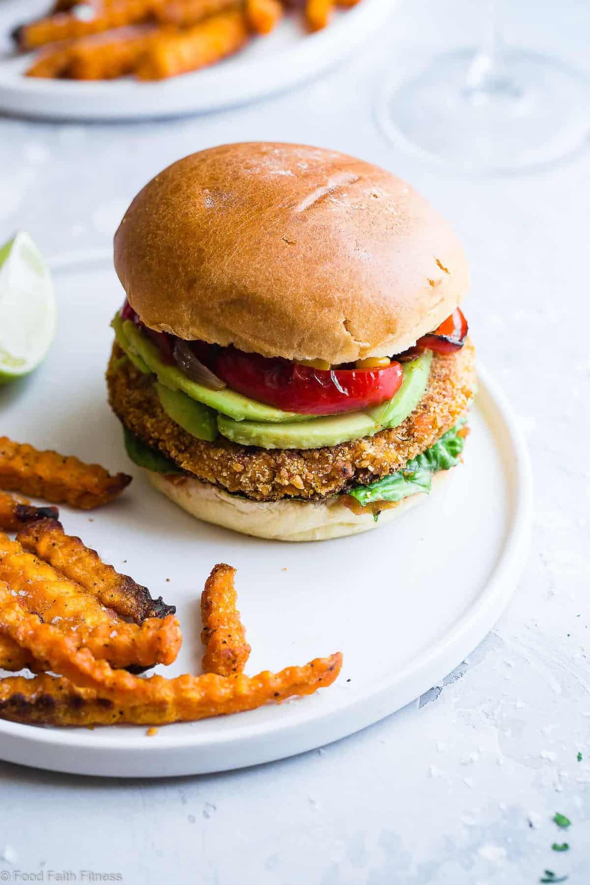 Mexican Sweet Potato Veggie Burgers - These easy homemade sweet potato veggie burgers are made from sweet potatoes coated with crunchy panko and finished with creamy avocado and grilled vegetables! Gluten free, vegan friendly and SERIOUSLY amazing! | #Foodfaithfitness | #Glutenfree #Vegan #Healthy #Veggieburger #DairyFree Mexican Sweet Potato Veggie Burgers - These easy homemade sweet potato veggie burgers are made from sweet potatoes coated with crunchy panko and finished with creamy avocado and grilled vegetables! Gluten free, vegan friendly and SERIOUSLY amazing! | #Foodfaithfitness | #Glutenfree #Vegan #Healthy #Veggieburger #DairyFree