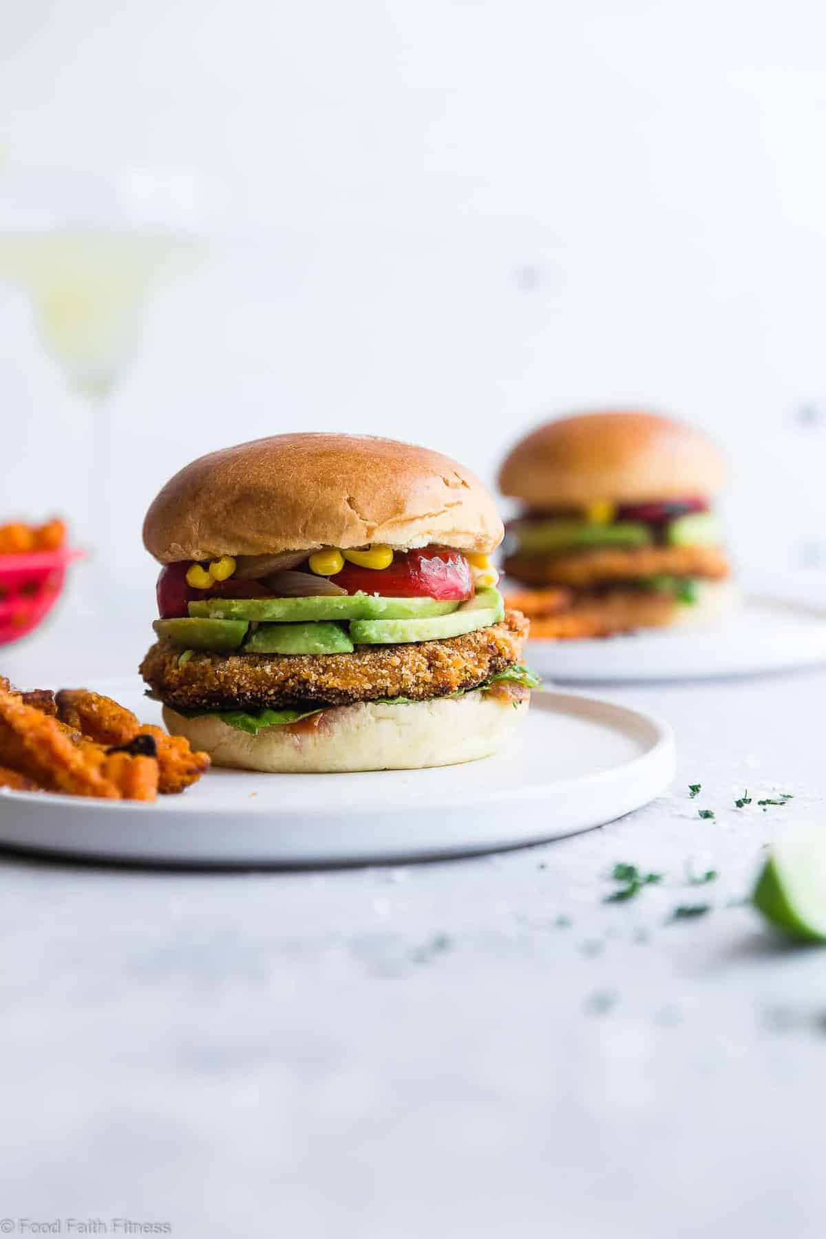 Mexican Sweet Potato Veggie Burgers - These easy homemade sweet potato veggie burgers are made from sweet potatoes coated with crunchy panko and finished with creamy avocado and grilled vegetables! Gluten free, vegan friendly and SERIOUSLY amazing! | #Foodfaithfitness | #Glutenfree #Vegan #Healthy #Veggieburger #DairyFree Mexican Sweet Potato Veggie Burgers - These easy homemade sweet potato veggie burgers are made from sweet potatoes coated with crunchy panko and finished with creamy avocado and grilled vegetables! Gluten free, vegan friendly and SERIOUSLY amazing! | #Foodfaithfitness | #Glutenfree #Vegan #Healthy #Veggieburger #DairyFree
