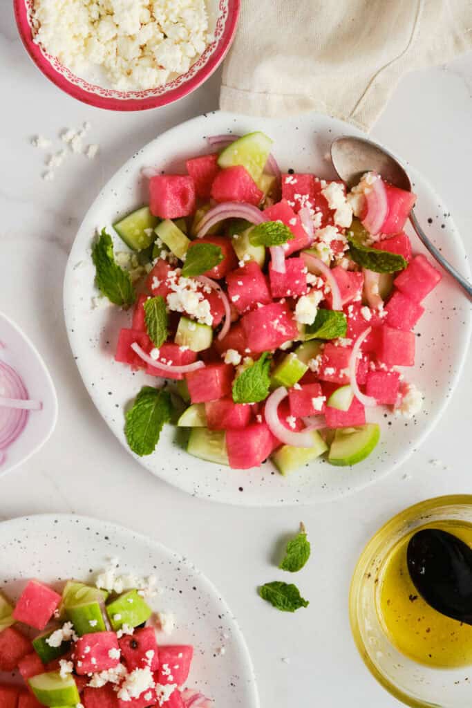 Refreshing Watermelon Cucumber Salad featured