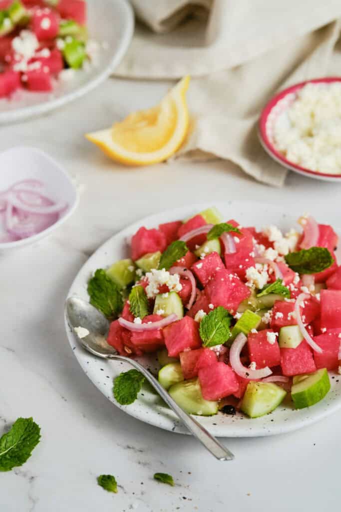 Refreshing Watermelon Cucumber Salad featured
