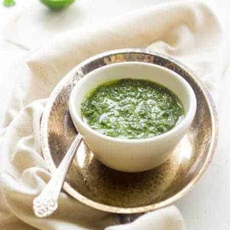 Kale Chimichurri - A quick an easy sauce that is GREAT on meat! |www.foodfaithfitness.com| #glutenfree #recipe #kale