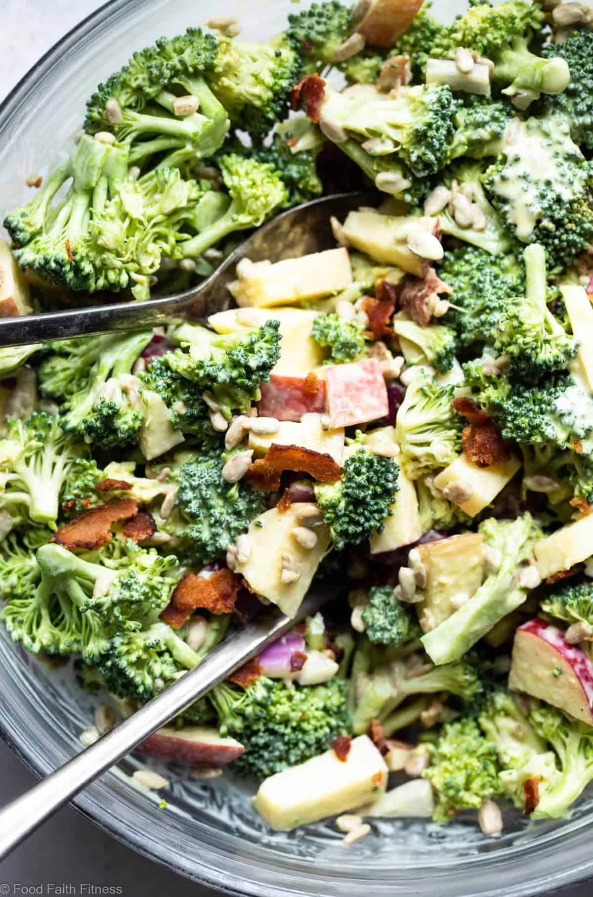 Honey Mustard Broccoli Apple Salad with Greek Yogurt - An easy, gluten free and healthy side dish that even kids will like! It's protein packed and makes great leftovers! | #Foodfaithfitness | #Glutenfree #Grainfree #Healthy #GreekYogurt Honey Mustard Broccoli Apple Salad with Greek Yogurt - An easy, gluten free and healthy side dish that even kids will like! It's protein packed and makes great leftovers! | #Foodfaithfitness | #Glutenfree #Grainfree #Healthy #GreekYogurt