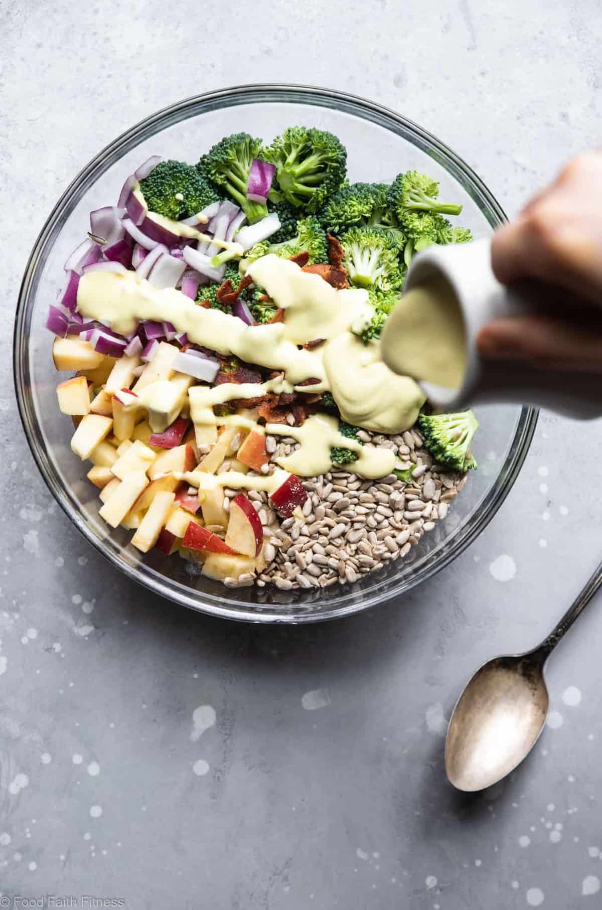 Honey Mustard Broccoli Apple Salad with Greek Yogurt - An easy, gluten free and healthy side dish that even kids will like! It's protein packed and makes great leftovers! | #Foodfaithfitness | #Glutenfree #Grainfree #Healthy #GreekYogurt Healthy Broccoli Apple Salad with Greek Yogurt - An easy, gluten free and healthy side dish that even kids will like! It's protein packed and makes great leftovers! | #Foodfaithfitness |
