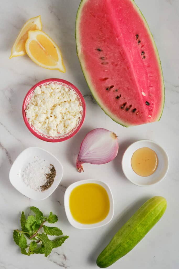 Refreshing Watermelon Cucumber Salad ingredients