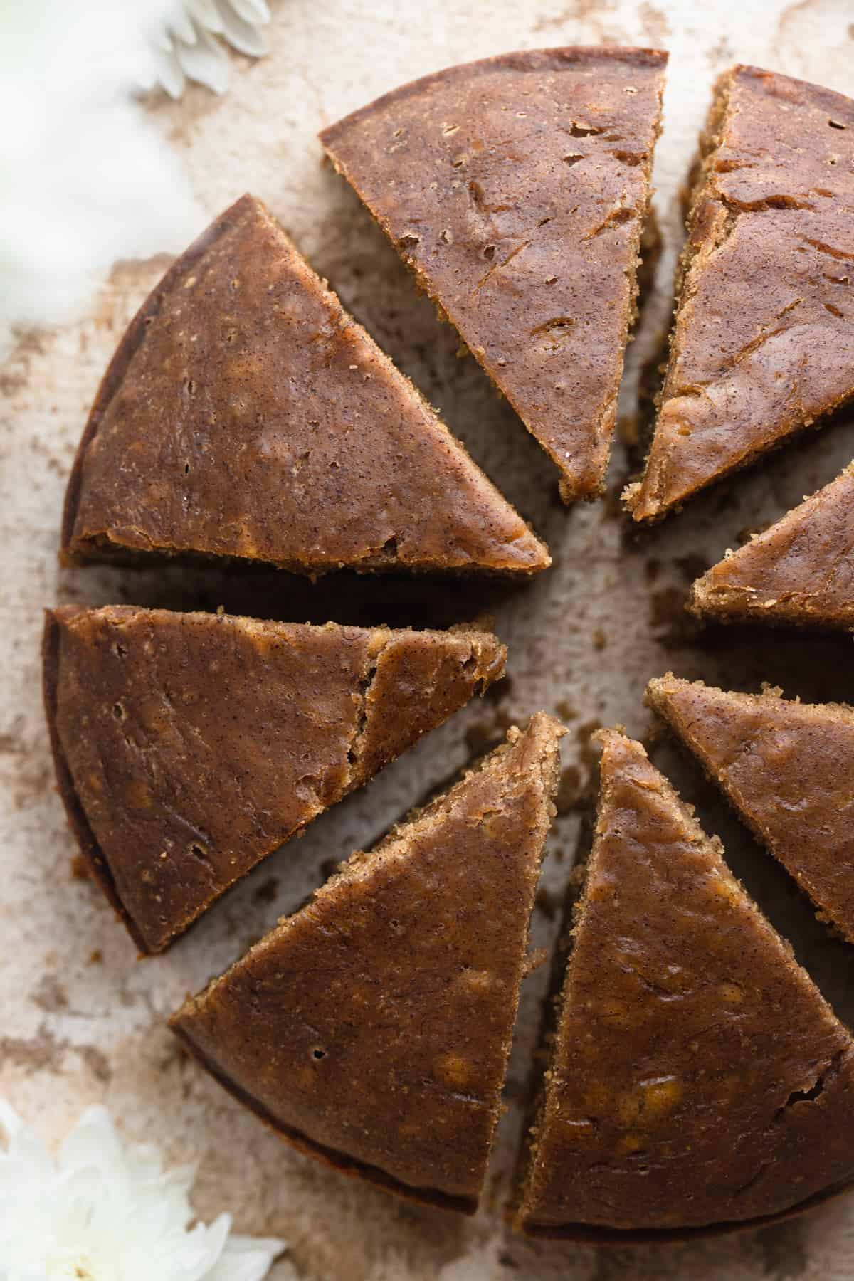 a Instant Pot Banana Bread sliced into pieces