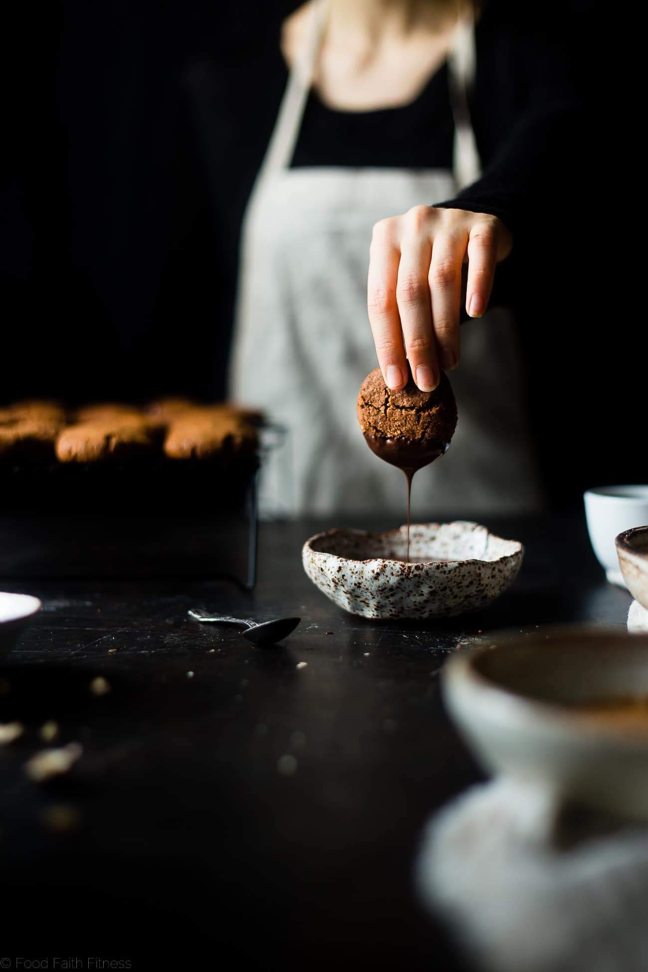 Paleo Chocolate Hazelnut Coffee Ginger Snaps - This easy, sweet and spicy paleo chocolate hazelnut healthy ginger snap recipe has notes of rich coffee! They're the perfect healthy, gluten free cookie for the Holidays! | Foodfaithfitness.com | @FoodFaithFit