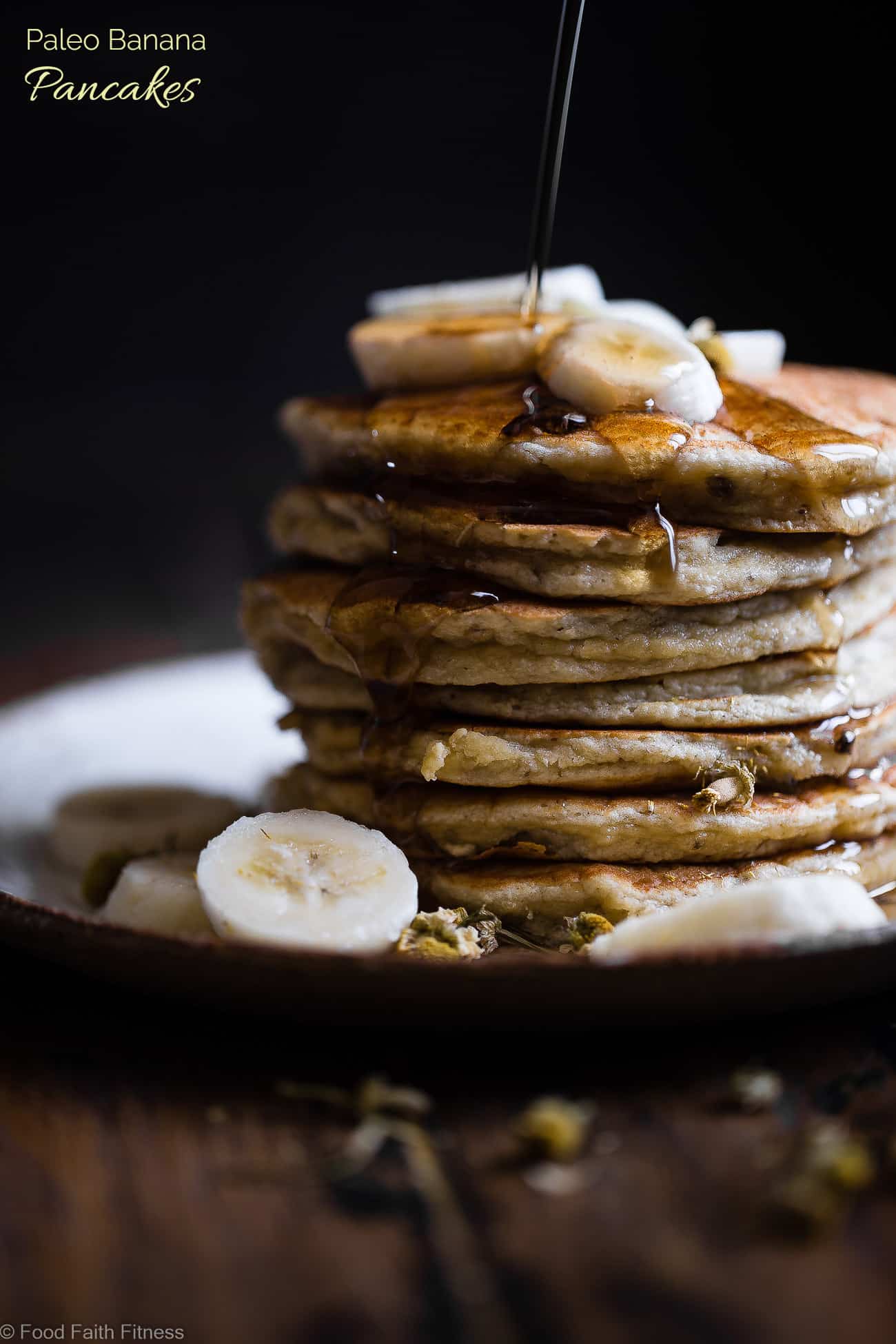 Easy Paleo Banana Pancakes with Coconut Flour - These quick and easy banana pancakes are naturally sweetened, gluten, grain and dairy free and SO light and fluffy! The perfect healthy start to your day or weekend breakfast! | Foodfaithfitness.com | #Foodfaithfitness | #Paleo #Glutenfree #Pancakes #Grainfree